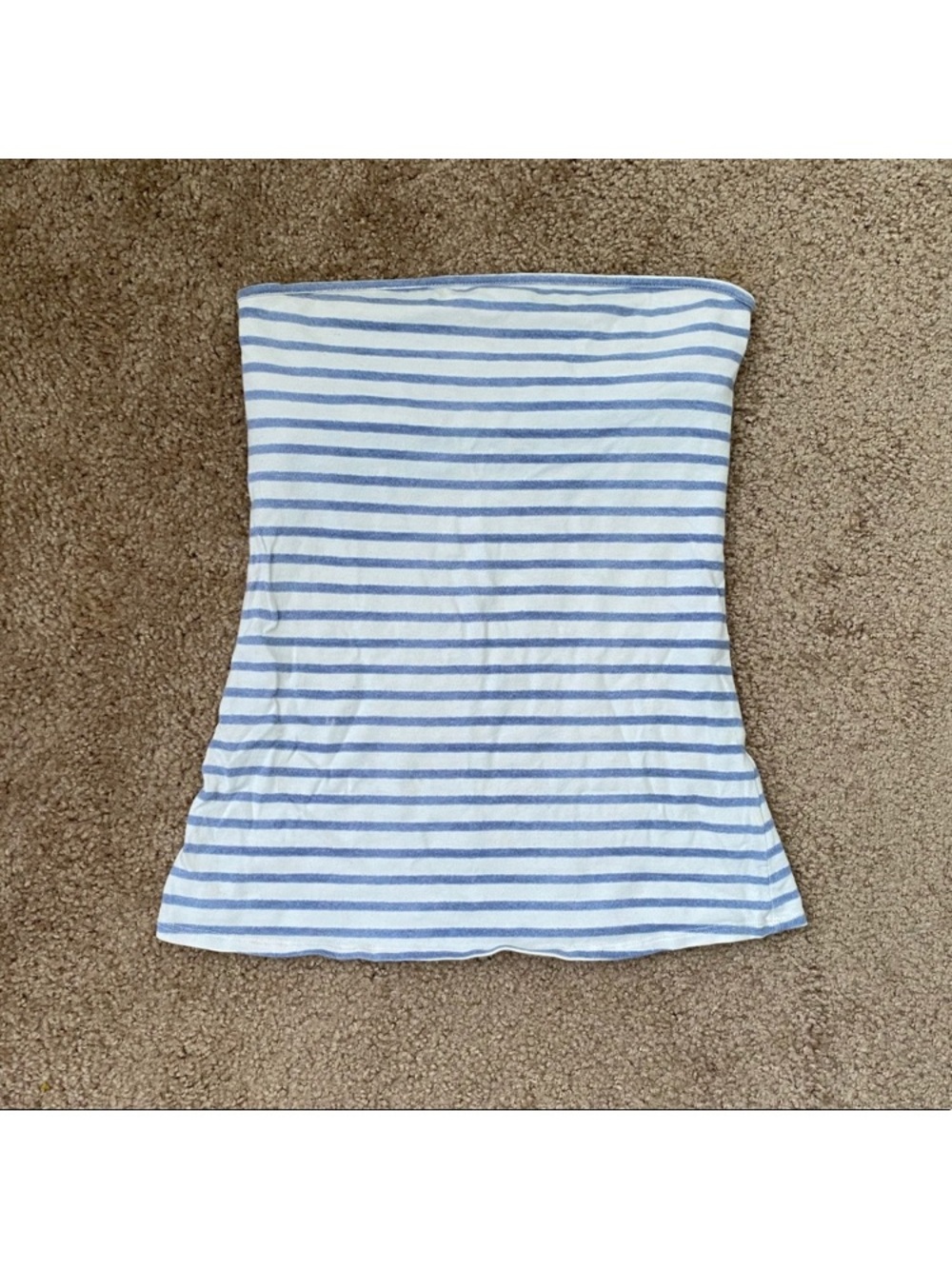 Striped Strapless Tube Top - Blue & White